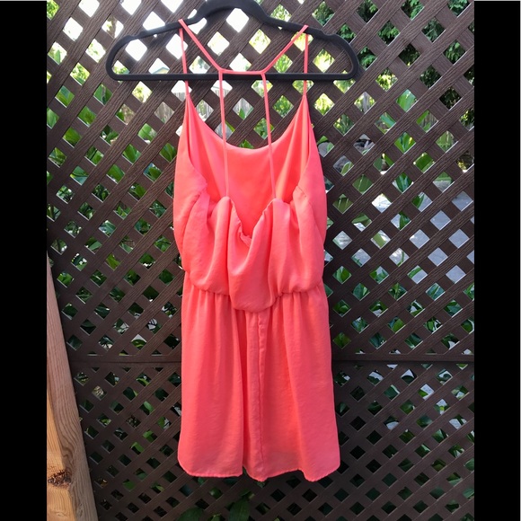 Cute bright coral mini dress - Picture 2 of 2